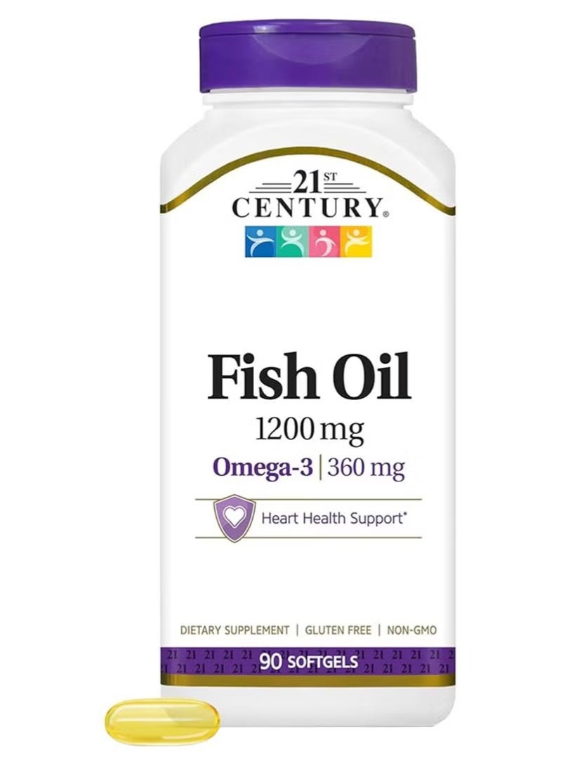 21st Century Fish Oil Omega 3 Dietary Supplement 1200 Mg - 90 Softgels - Image 1